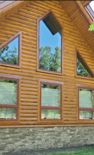 stained log cabin